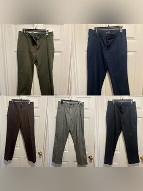 5 PAIR OF Lee Straight Fit Pants: Gray, Brown, Olive, Black, Navy - sz 12